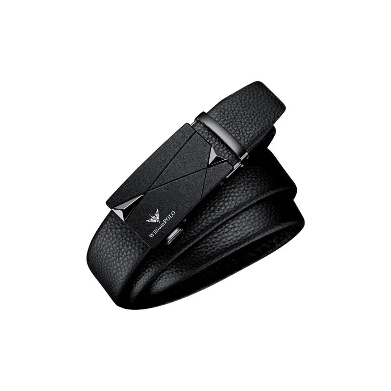 WilliamPOLO Cow Leather Belts Men's Gunmetal 3.5cm Width-3