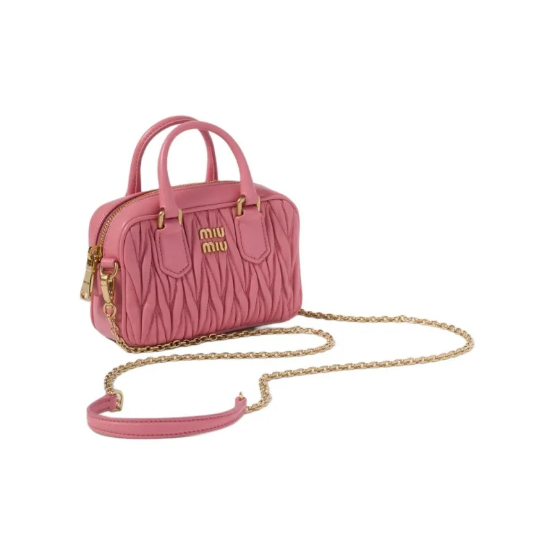MIU MIU Soft Sheep Leather Shoulder Bag, Crossbody Bag, Handbag Mini Women's Pink-1
