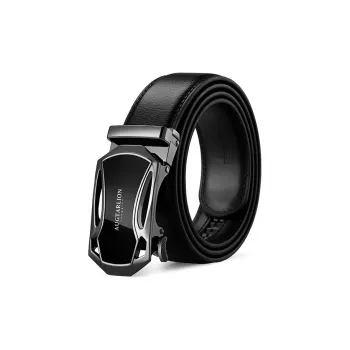 AUGTARLION Business Luxe Automatic Buckle Leather Belts Men's Black 3.5cm