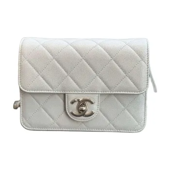 CHANEL Grain Calfskin Camera Bag, Flap Bag, Shoulder Bag, Crossbody Bag Women's White