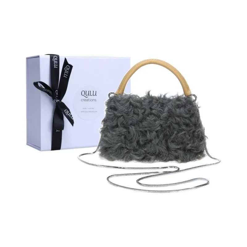 QULU Wool Portable Crossbody Cell Phone Pouch Mini Women's Ecru Jasper Yellow Milk Coffee Black-10