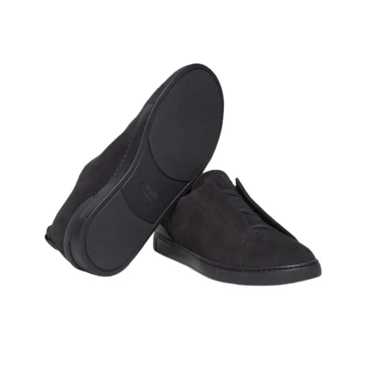Zegna Suede Triple Stitch Navy Blue-3
