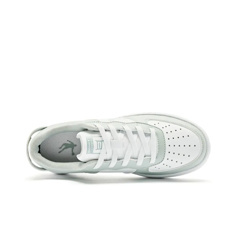 QIAODAN Skateboard Shoes Women's Low Top Jordan White Light Mist Green-3