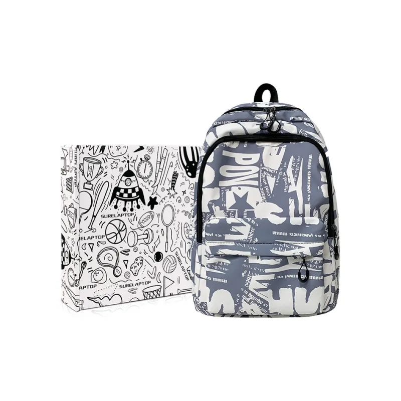 SURELAPTOP Nylon Laptop Backpack Large Size Unisex Black/Gray/Green/Blue-19