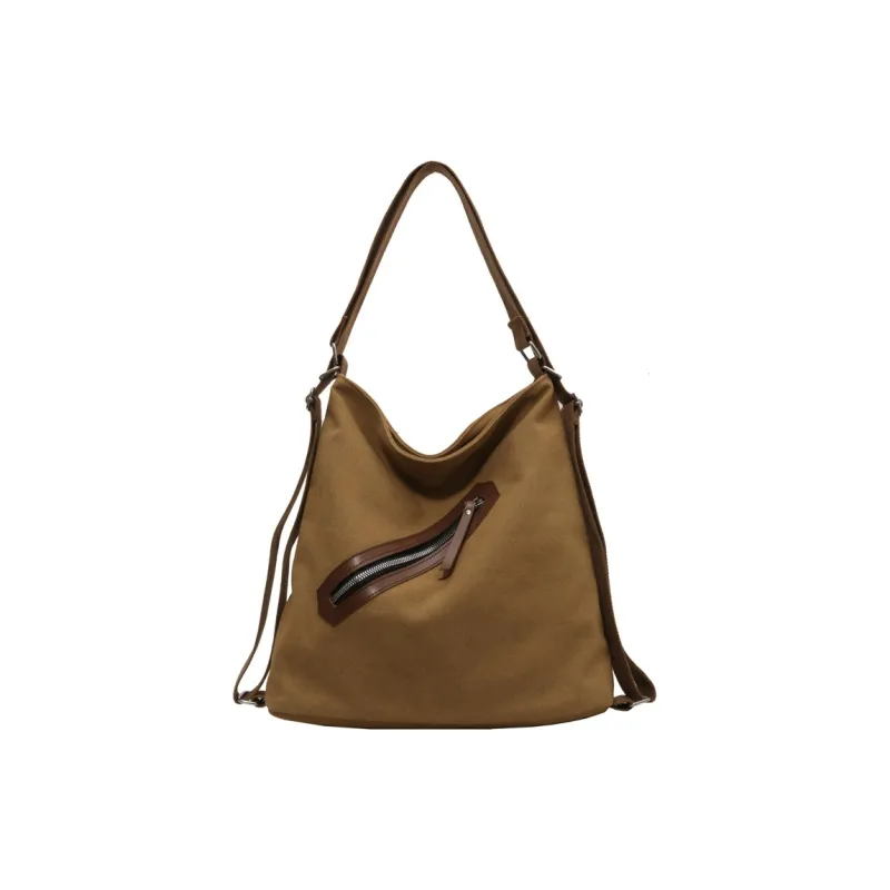 GEERDUN Canvas Bag, Backpack, Crossbody Bag, Shoulder Bag Unisex Black/Ecru/Dark Khaki-6