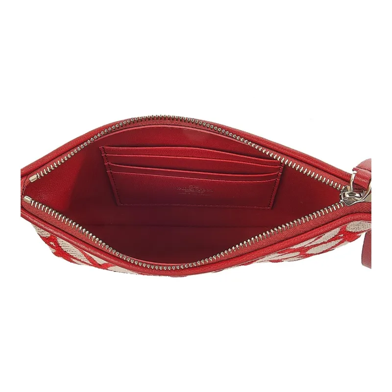 Valentino Fabric With Leather Clutch Women's Red-7