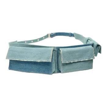 ZARA Cotton And Polyester Blend Sling Bags One Shoulder Crossbody Fanny Pack Women's Denim Blue