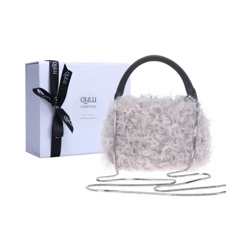 QULU Wool Portable Crossbody Cell Phone Pouch Mini Women's Ecru Jasper Yellow Milk Coffee Black-0