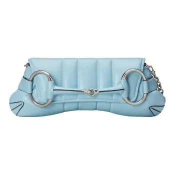 GUCCI HORSEBIT CHAIN Quilted Leather Shoulder Bag, Handheld Shoulder Bag Women's Light Blue