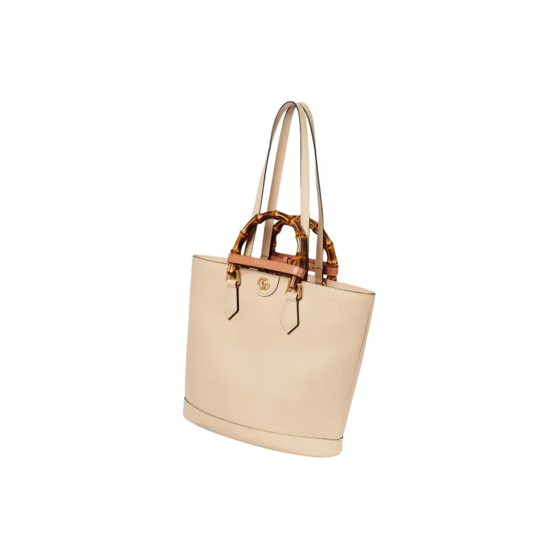 GUCCI Diana Leather Tote Bag Shopping Bag Shoulder Bag Handbag Medium Size Women's Light Beige-2