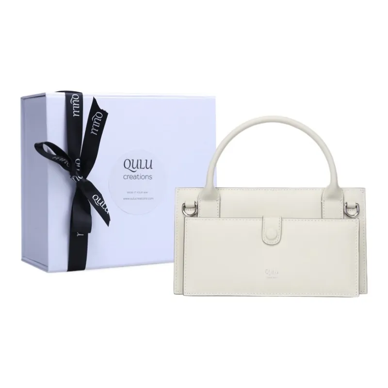 QULU Cow Leather Crossbody Handbag Small Size Women's Ecru-0