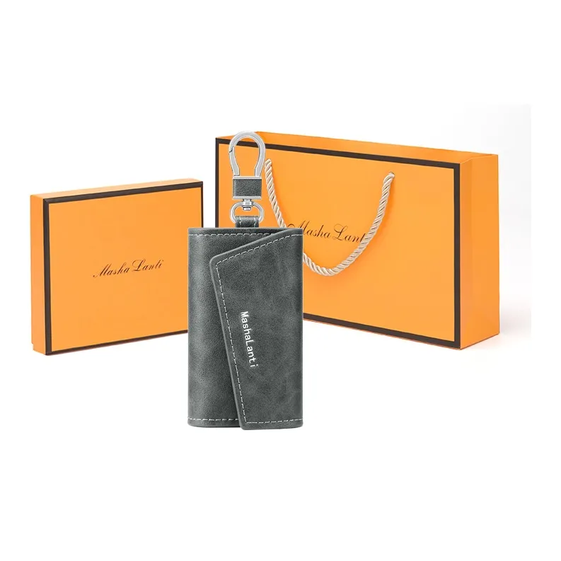 MashaLanti Microfiber Synthetic Leather Key Pouch Men's Coffee-9