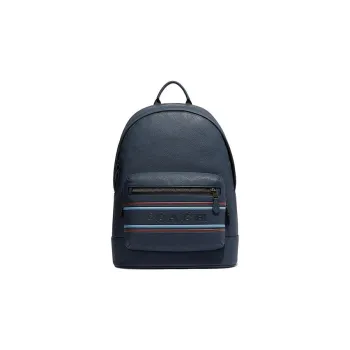 COACH Cow Leather With Fabric Backpack Large Size Men's Dark Blue
