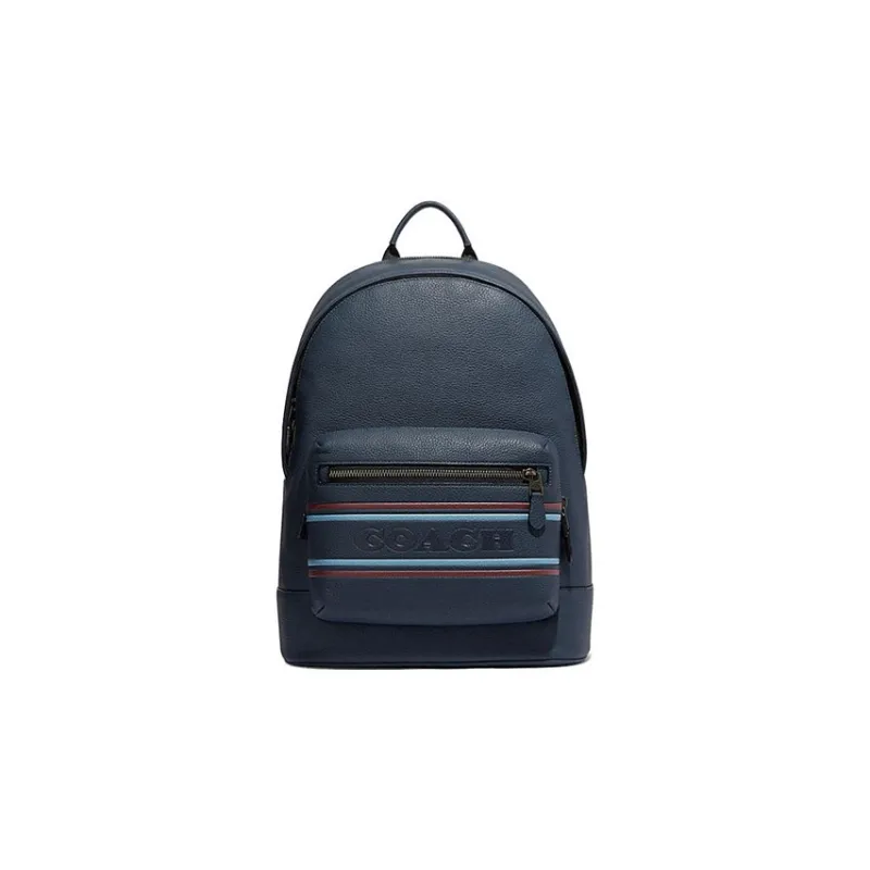 COACH Cow Leather With Fabric Backpack Large Size Men's Dark Blue-0