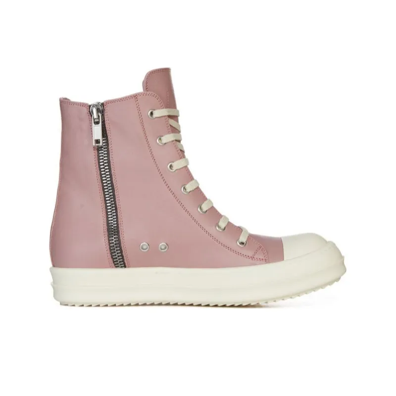 RICK OWENS Lace-up Leather Sneakers-1