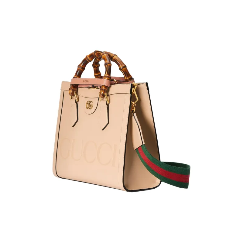GUCCI Diana Leather Tote Bag Shopping Bag Shoulder Bag Crossbody Bag Handbag Small Size Women's Light Beige-1