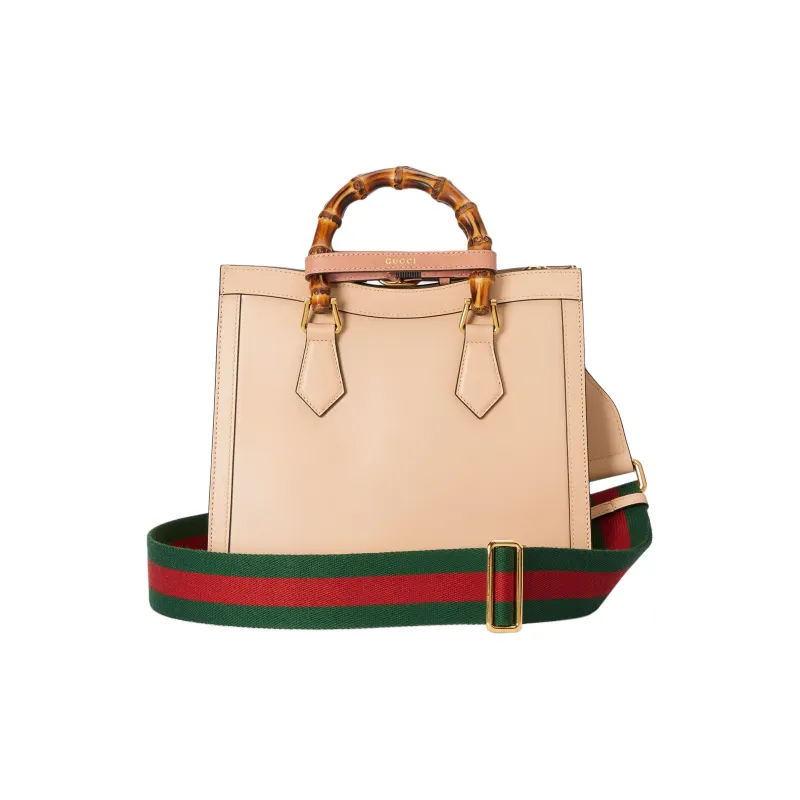 GUCCI Diana Leather Tote Bag Shopping Bag Shoulder Bag Crossbody Bag Handbag Small Size Women's Light Beige-4