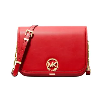 MICHAEL KORS Delancey Artificial Leather Messenger Bag, Shoulder Bag, Crossbody Bag Medium Size Women's Red