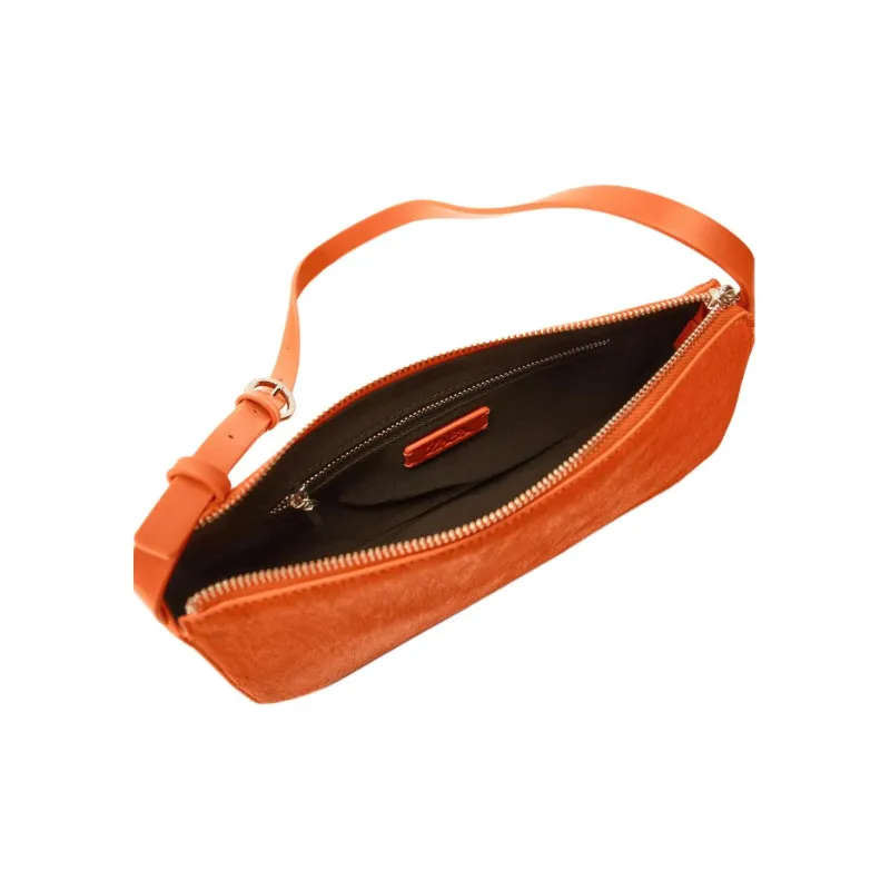 ZARA Cowhide Handbag Shoulder Bag Women's Orange-4