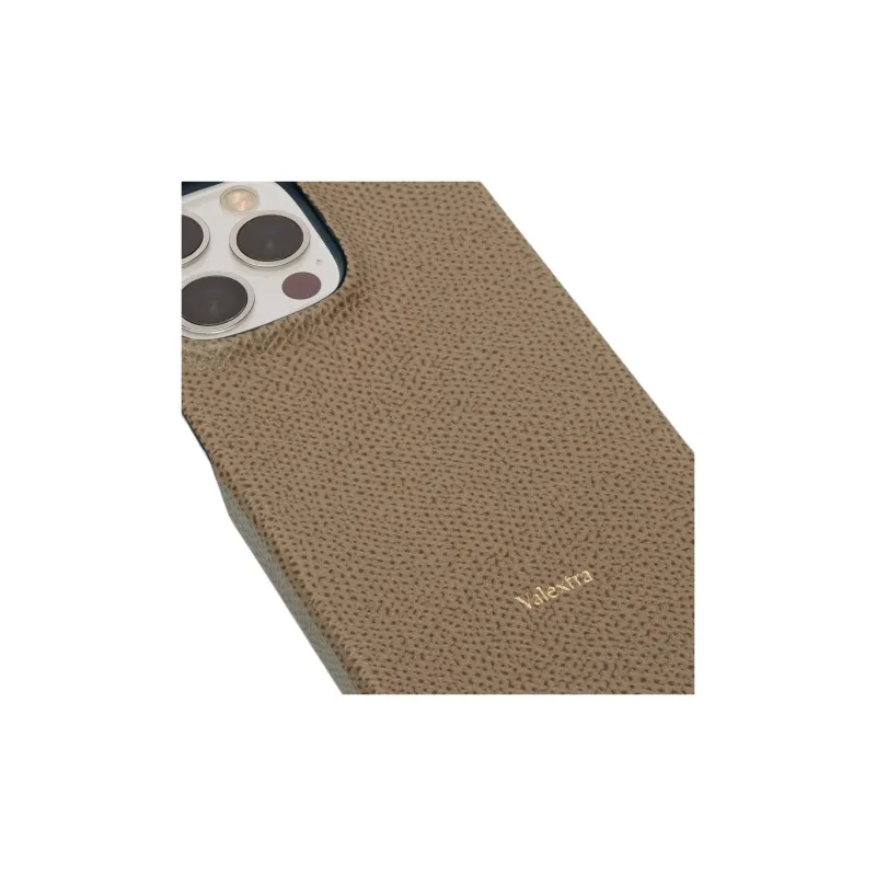Valextra Millepunte Calfskin IPhone 13 Pro Protective Cover Bag Accessory Women's Oyster Brown-2