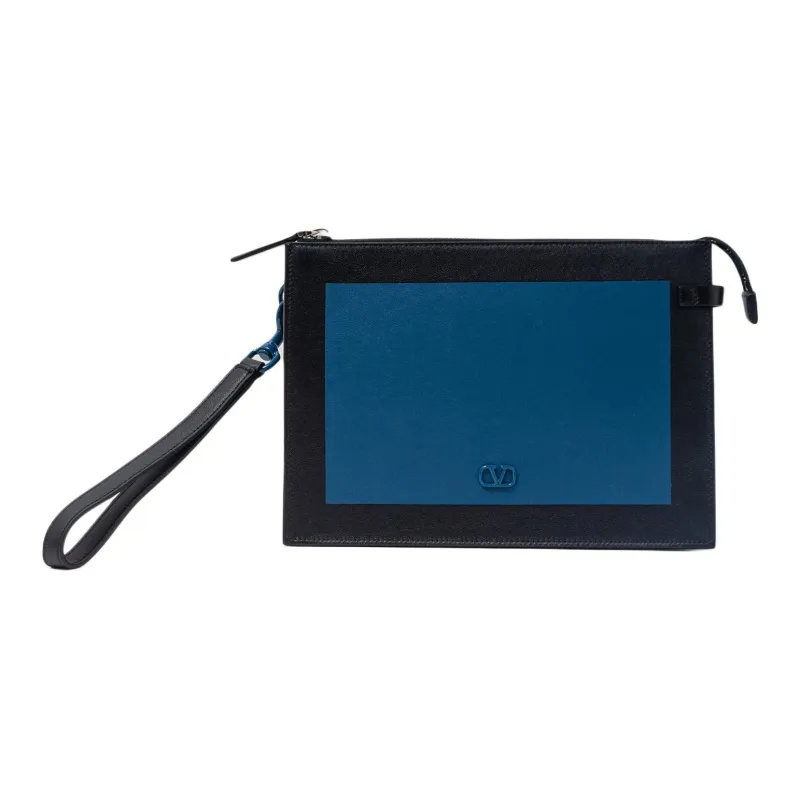 Valentino Leather Clutch Men's Blue-1