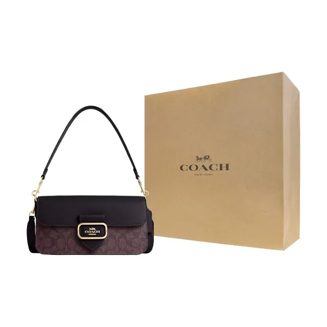 COACH Morgan Canvas With Leather Baguette Bag Handbag, Shoulder Bag Women's Fuchsia-6