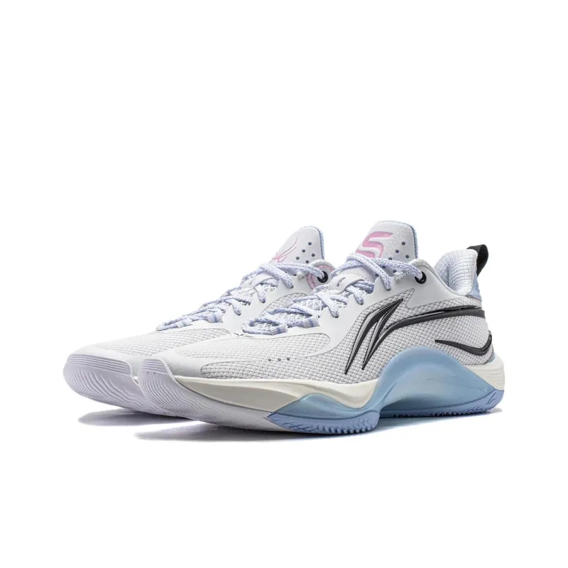 LiNing FlashLink Cushioning Wear Resistant Low Top Basketball Shoes Men's White Blue-2