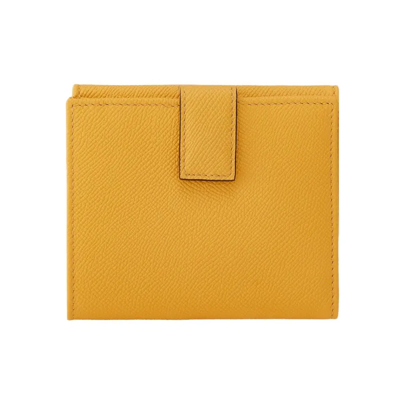 FERRAGAMO GANCINI Hammered Texture Calfskin Wallet Trumpets Women's Yellow-2