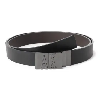 ARMANI EXCHANGEAE Emblem Buckle Head Non-Trimmable Double-Sided Rotating Leather Belts Men's Width: 3cm