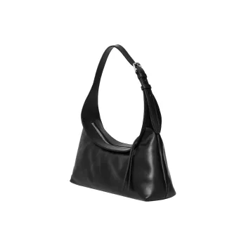 MEIYANG Cow Leather Crossbody Shoulder Bags Medium Size Women's Black/Nude