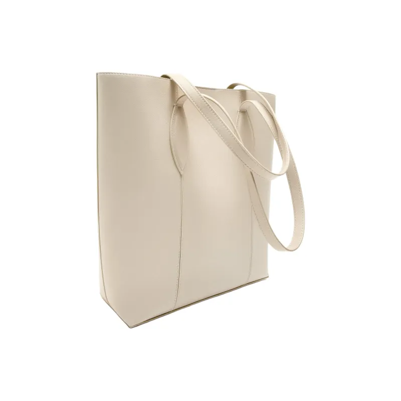 ZARA Polyurethane Tote Bag Shopping Bag Handbag Shoulder Bag Women's Raw White-3