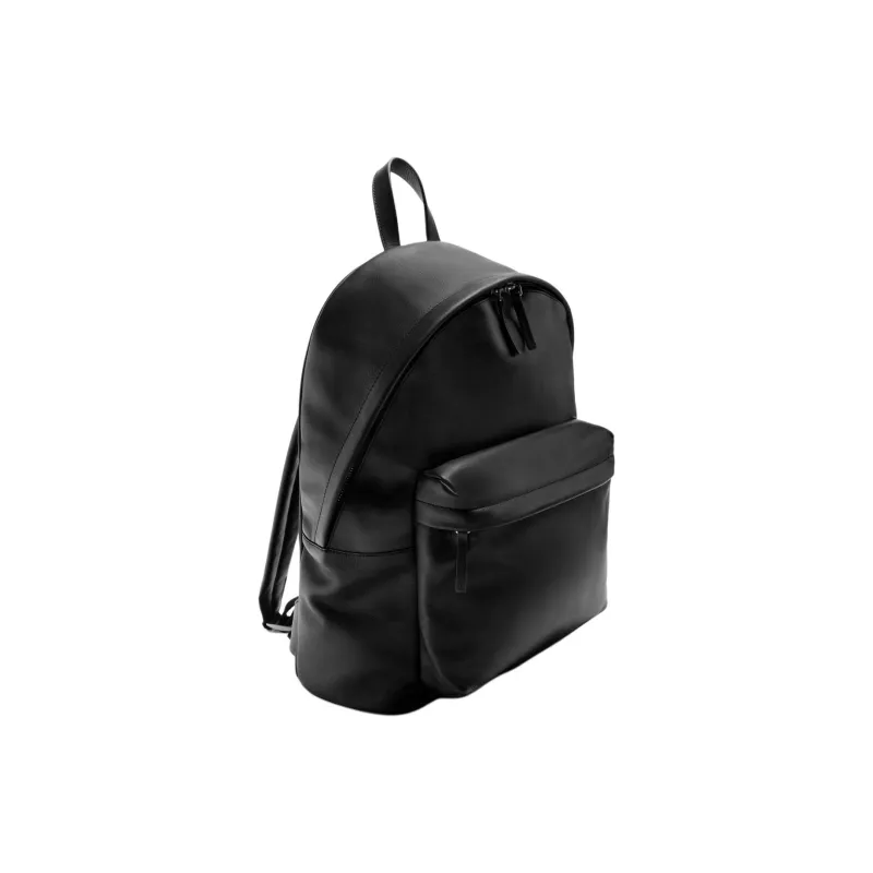 ZARA Cow Leather Backpack Large Size Men's Black-1