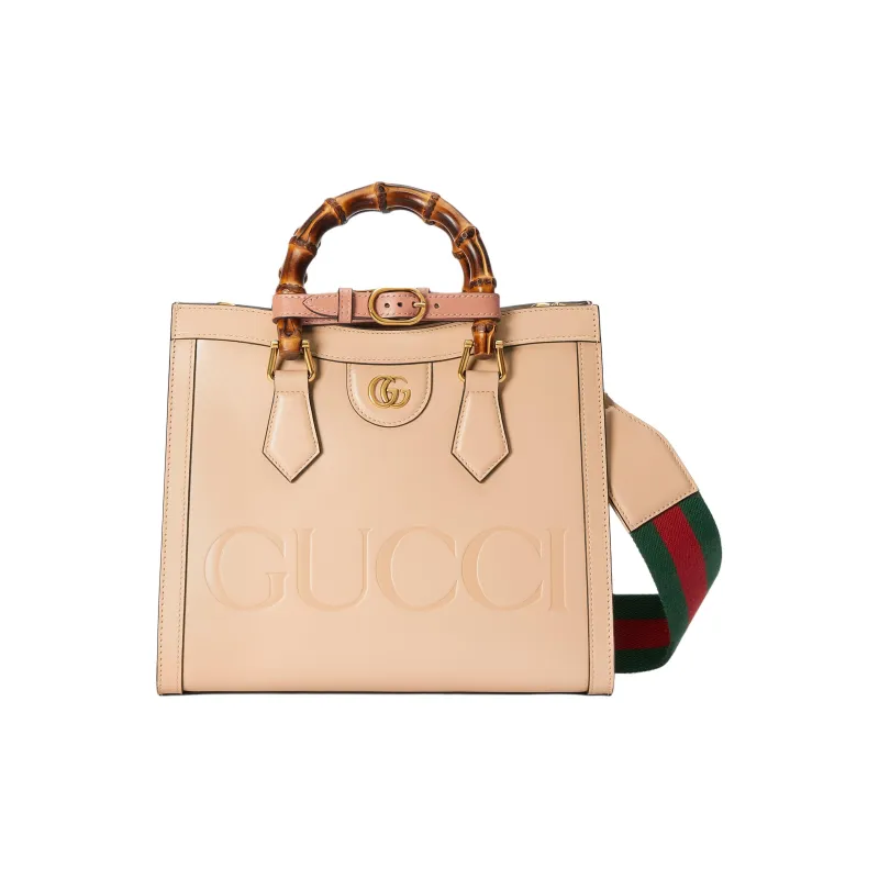 GUCCI Diana Leather Tote Bag Shopping Bag Shoulder Bag Crossbody Bag Handbag Small Size Women's Light Beige-3