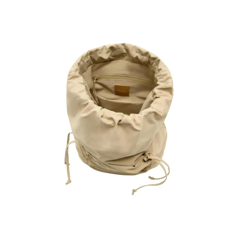ZARA Polyester Backpack Large Size Women's Brown-4