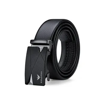 WilliamPOLO Cow Leather Leather Belts Men's Gunmetal 3.5cm Width