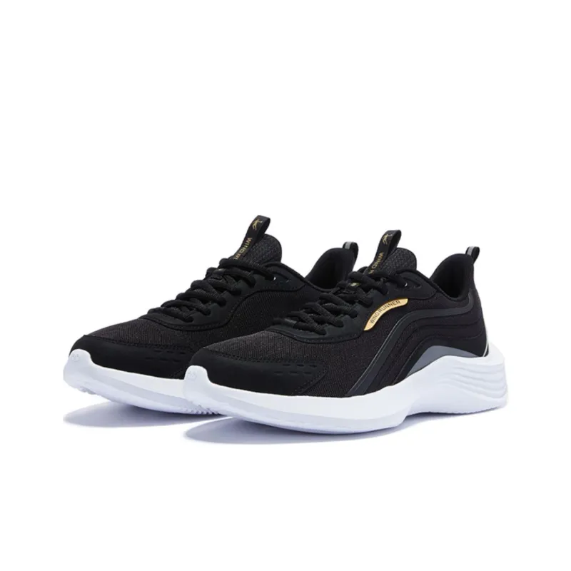 QIAODAN Cushioning Lightweight Low Top Running Shoes Men's Black Gold-2
