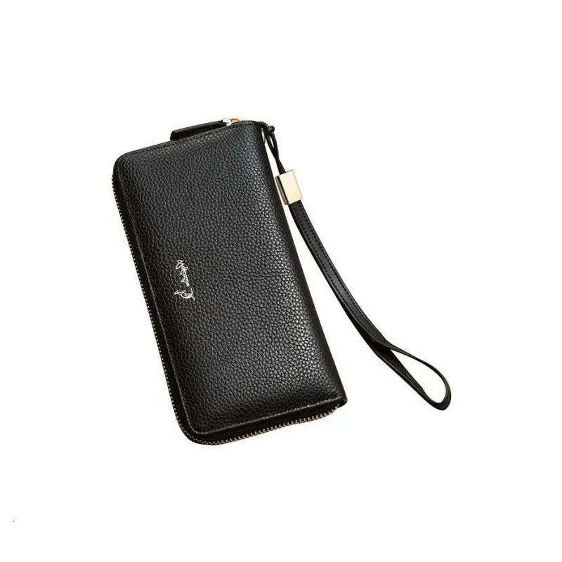 AUGTARLION Cow Leather Clutch Coin Purse Handbag Regular Women's Black/Red-4