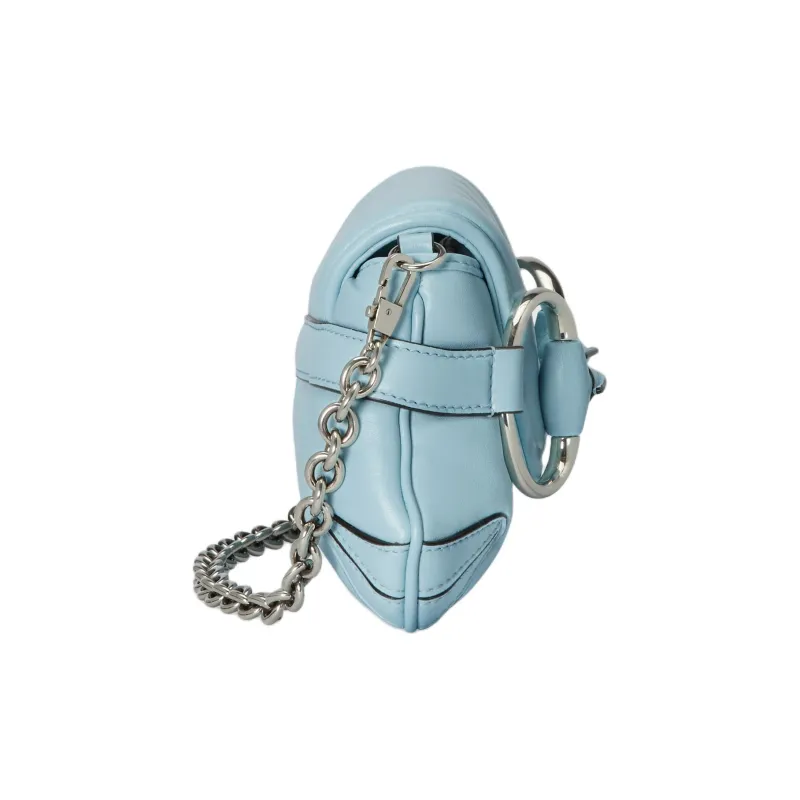 GUCCI HORSEBIT CHAIN Quilting Leather Shoulder Bag Handheld Shoulder Bag Small Size Women's Light Blue-5