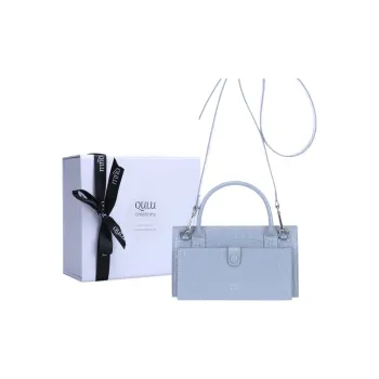 QULU Cow Leather Crossbody Handbag Small Size Women's Ecru