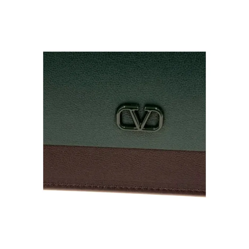 Valentino Cow Leather Clutch Men's Green & Black-13