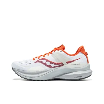 Saucony Tempus Cushioning, Breathable, Supportive Low Top Training Running Shoes Men's White Orange Red