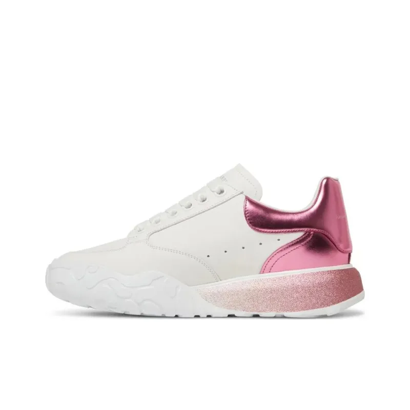 Alexander McQueen Metallic Court Low Top Sneakers 'White Pink' Women's-0