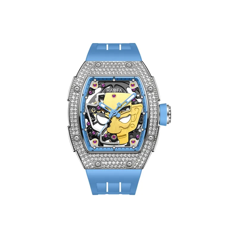 HaofaTourbillon Automatic Mechanical Movement Rubber Strap Watch Men's Watches Cut-Out Dial-8