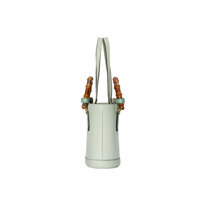 GUCCI Diana Leather Tote Bag, Shopping Bag, Handbag Trumpets Women's Light Green-3