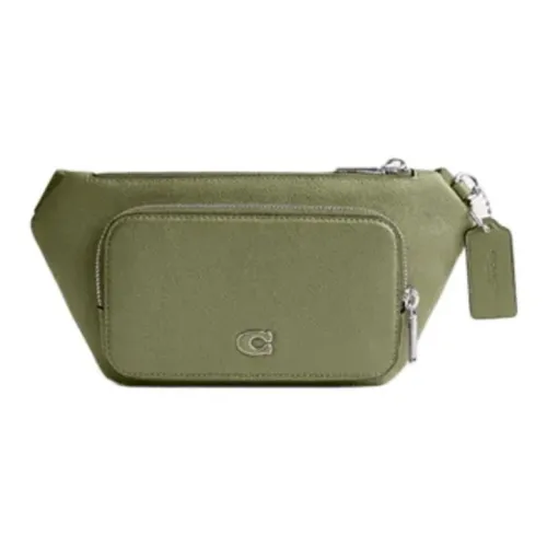 COACH Belt Canvas With Leather Shoulder Bag Crossbody Bag Fanny Pack Medium Size Men's Green