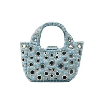 ZARA Cotton Handbag Shoulder Bag Crossbody Bag Small Size Women's Blue Denim