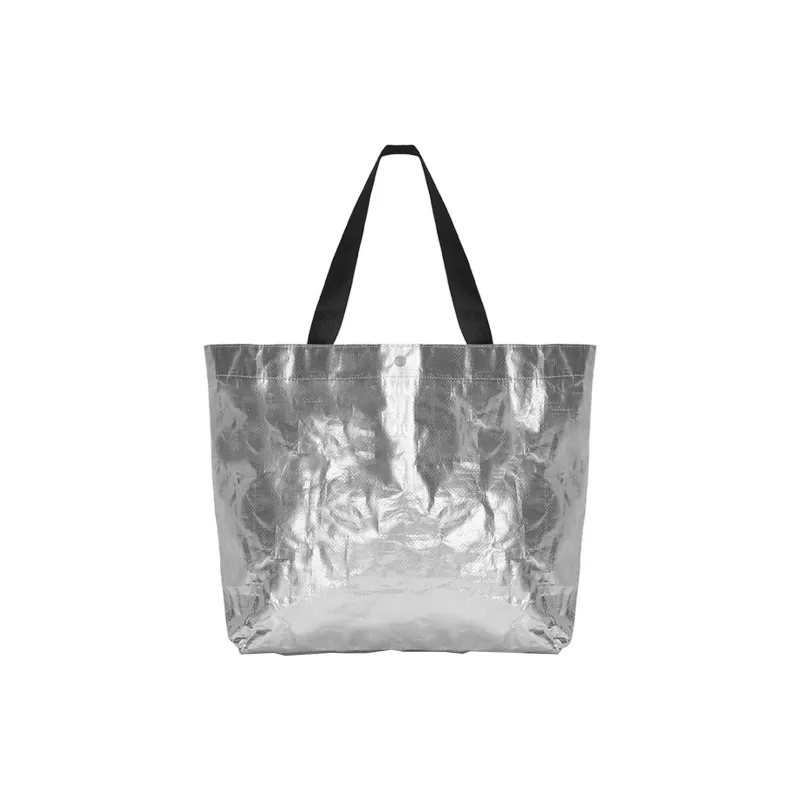 MATIN KIM Waterproof Oilcloth Tote Bag Shopping Bag Handbag Unisex Silver-1