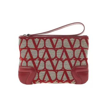 Valentino Fabric With Leather Clutch Women's Red