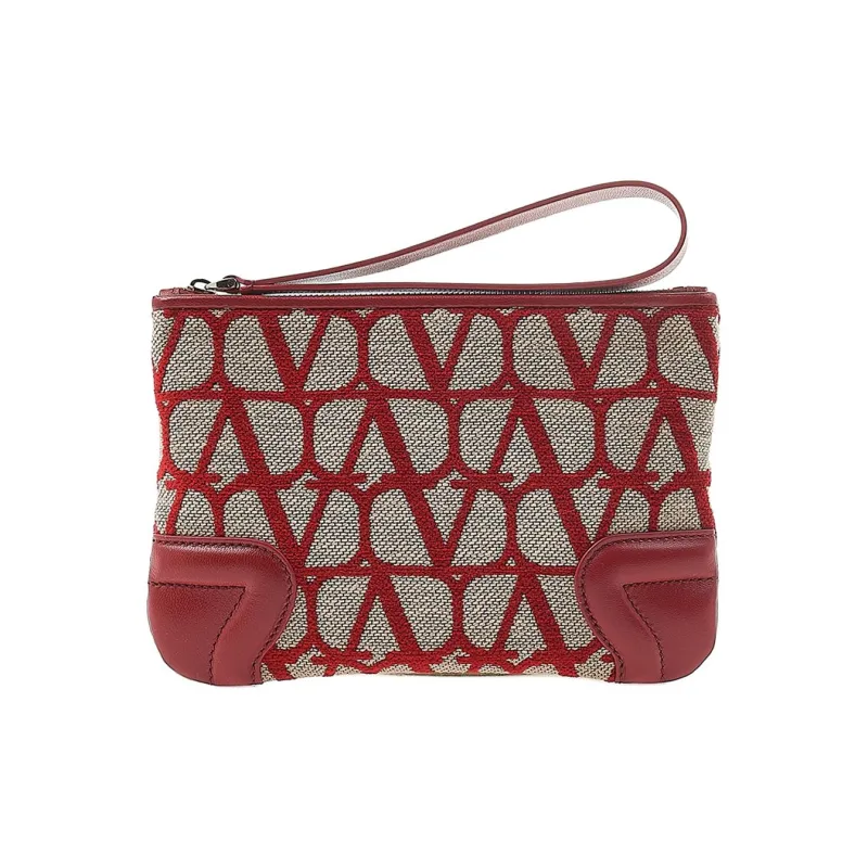 Valentino Fabric With Leather Clutch Women's Red-0