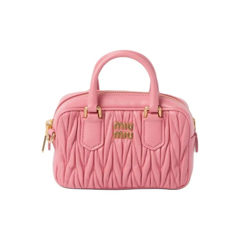MIU MIU Soft Sheep Leather Shoulder Bag, Crossbody Bag, Handbag Mini Women's Pink-0